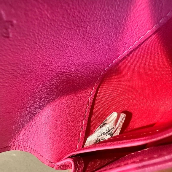 MCM Hot Pink Envelope Clutch with Silver-Tone Logo Accent - Picture 6 of 7